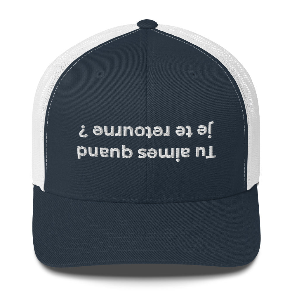 Casquette brodée Tu aimes quand je te retourne Bleu Marine Blanc - Sedurro