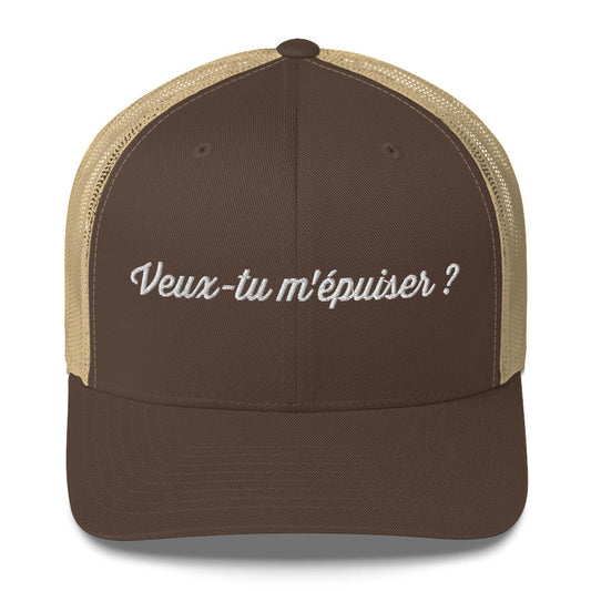 Casquette brodée Veux-tu m'épuiser Marron Kaki - Sedurro