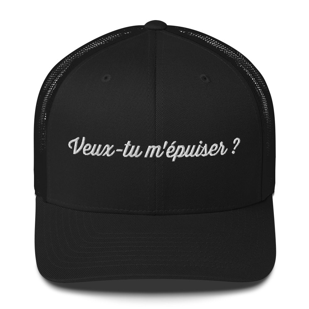 Casquette brodée Veux-tu m'épuiser Noir - Sedurro
