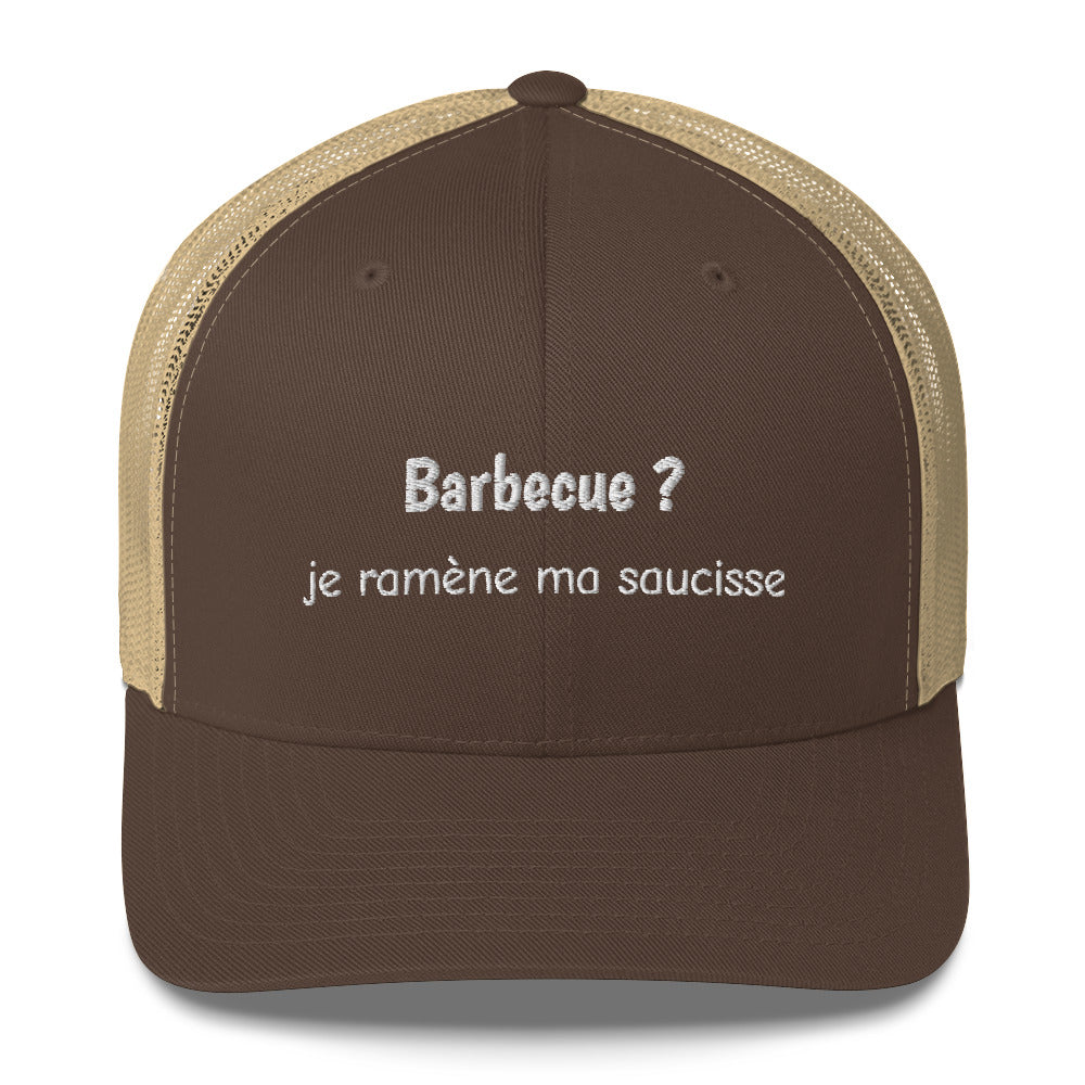 Casquette brodée Barbecue je ramène ma saucisse Marron Kaki - Sedurro