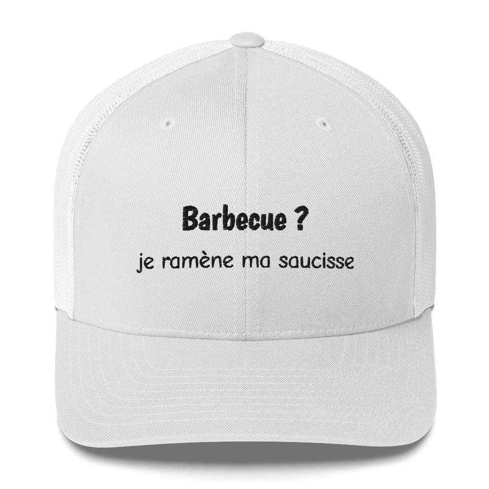 Casquette brodée Barbecue je ramène ma saucisse Blanc - Sedurro