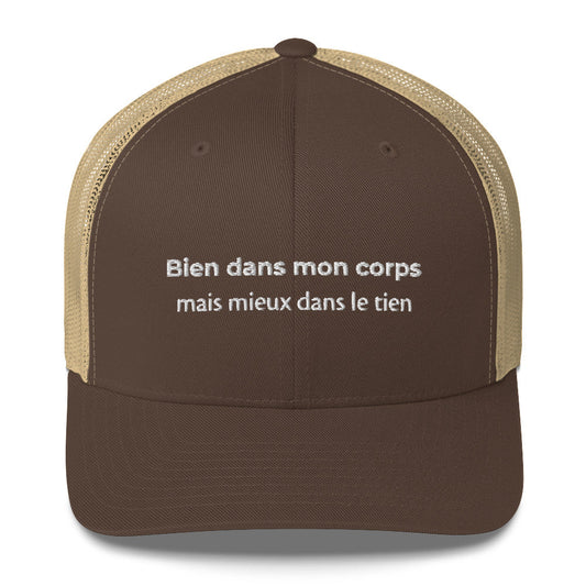 Casquette brodée Bien dans mon corps mais mieux dans le tien Marron Kaki - Sedurro