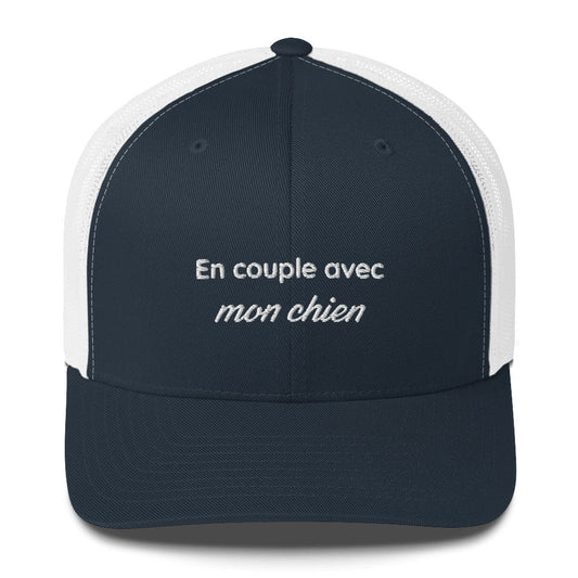 Casquette brodée En couple avec mon chien Bleu Marine Blanc - Sedurro