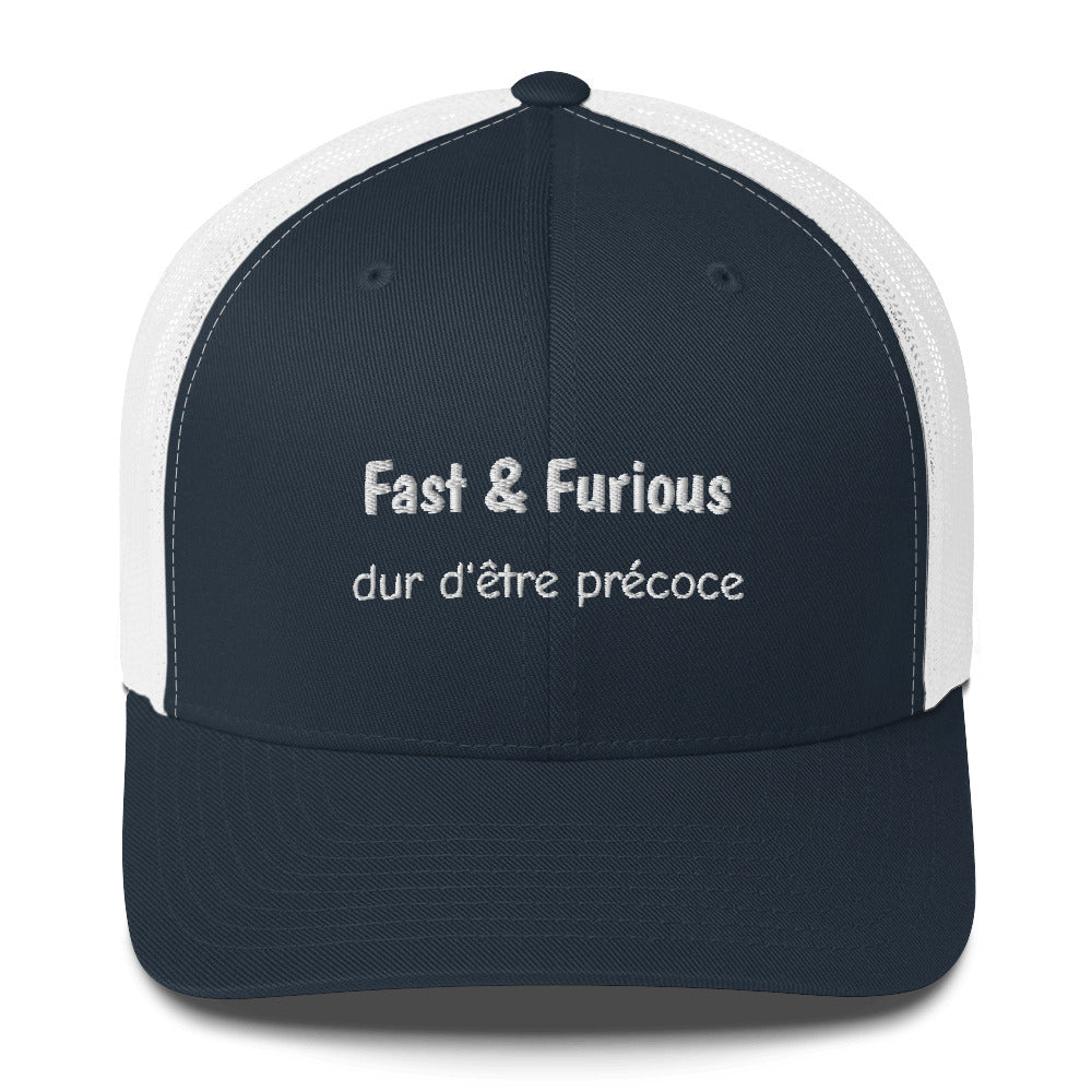 Casquette brodée Fast & Furious dur d'être précoce Bleu Marine Blanc - Sedurro