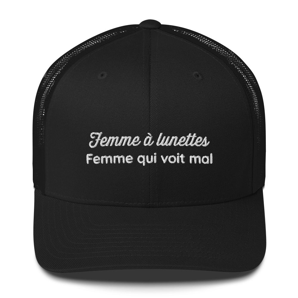 Casquette brodée Femme à lunettes femme qui voit mal Noir - Sedurro