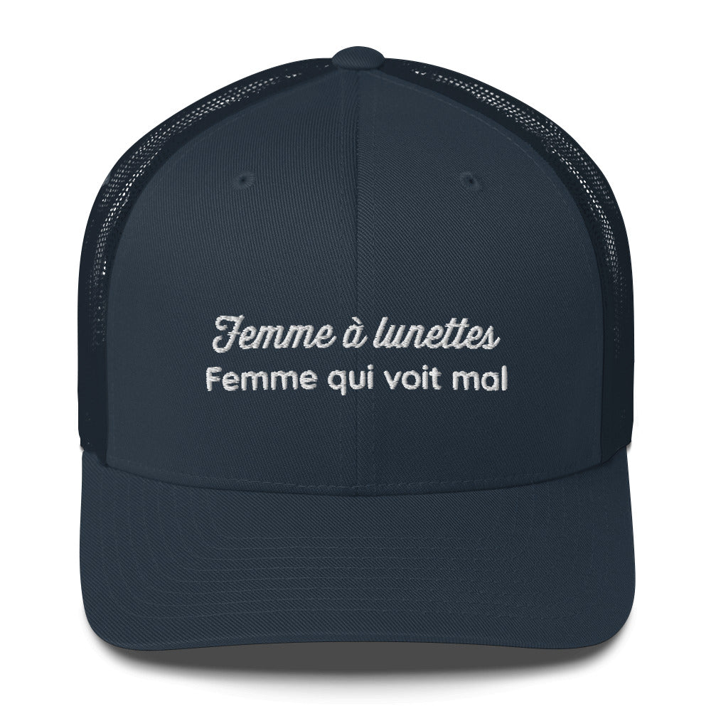 Casquette brodée Femme à lunettes femme qui voit mal Bleu Marine - Sedurro