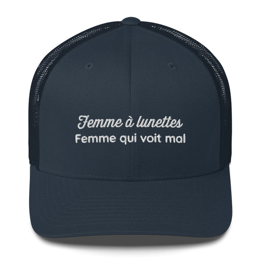 Casquette brodée Femme à lunettes femme qui voit mal - Sedurro