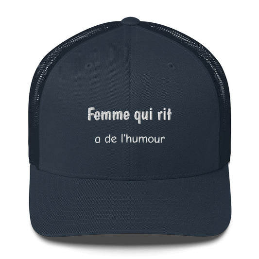 Casquette brodée Femme qui rit a de l'humour Bleu Marine - Sedurro