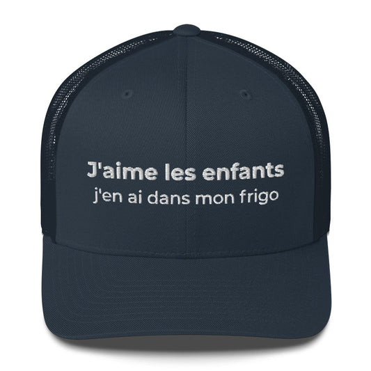 Casquette brodée J'aime les enfants j'en ai dans mon frigo Bleu Marine - Sedurro
