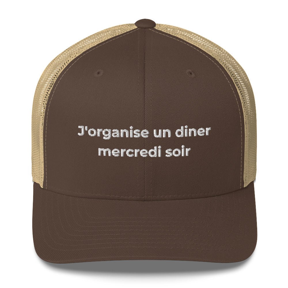 Casquette brodée J'organise un diner mercredi soir - Sedurro