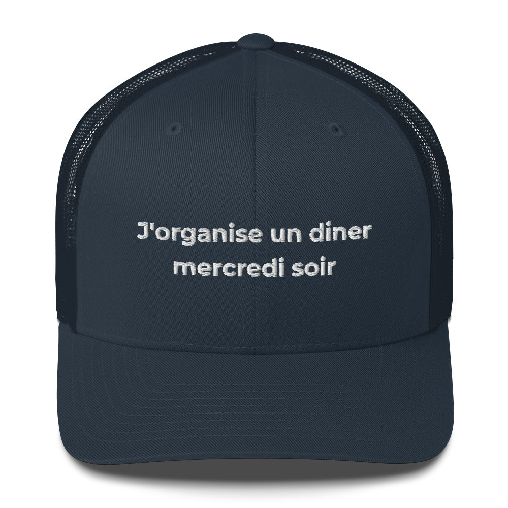 Casquette brodée J'organise un diner mercredi soir - Sedurro