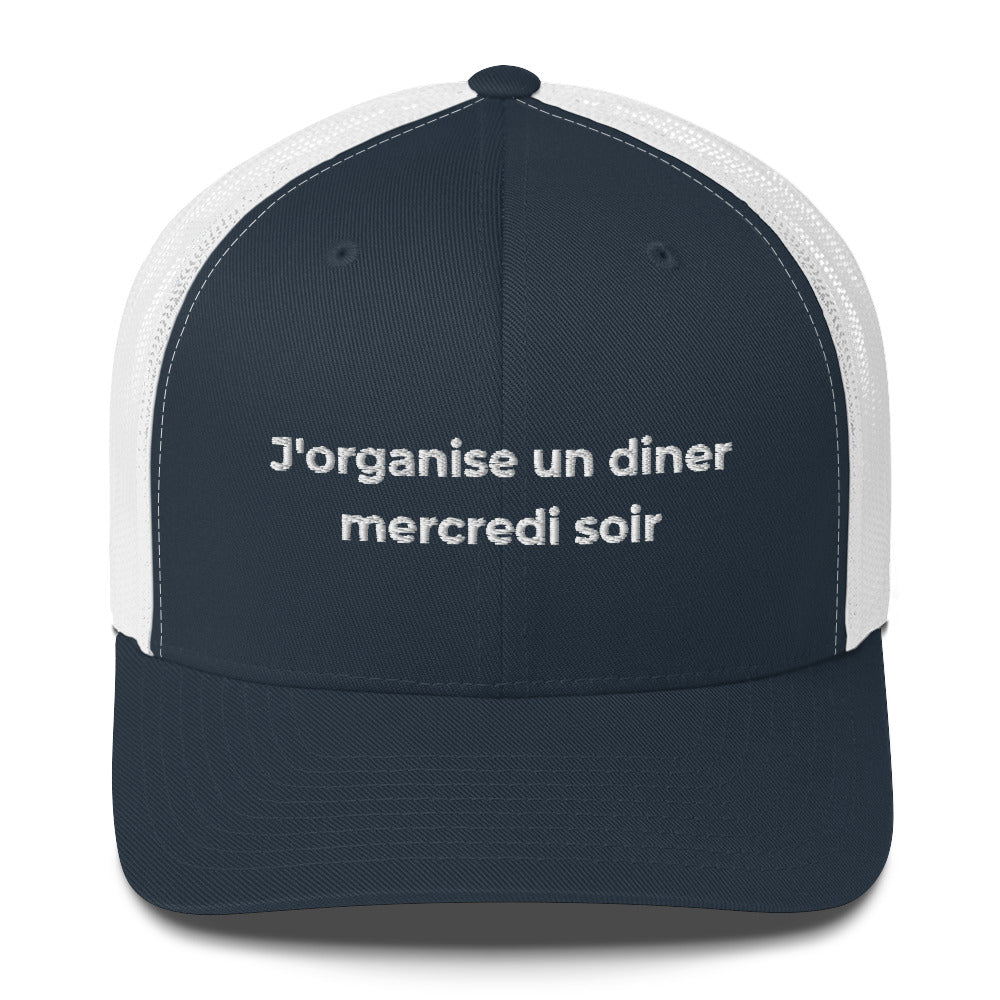 Casquette brodée J'organise un diner mercredi soir - Sedurro