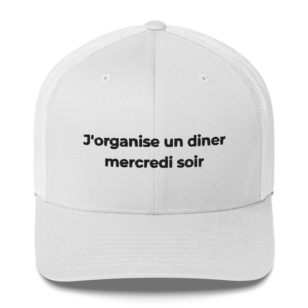 Casquette brodée J'organise un diner mercredi soir - Sedurro