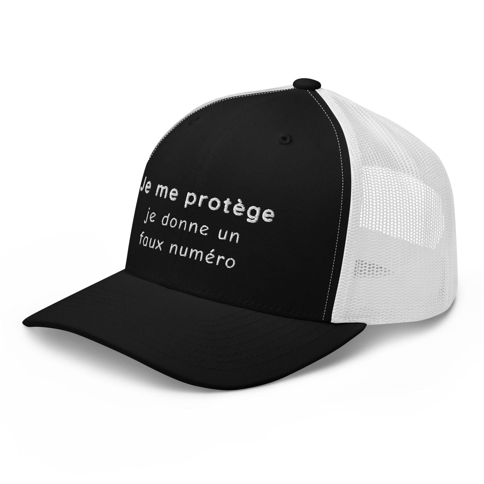 Casquette brodée Je me protège je donne un faux numéro - Sedurro