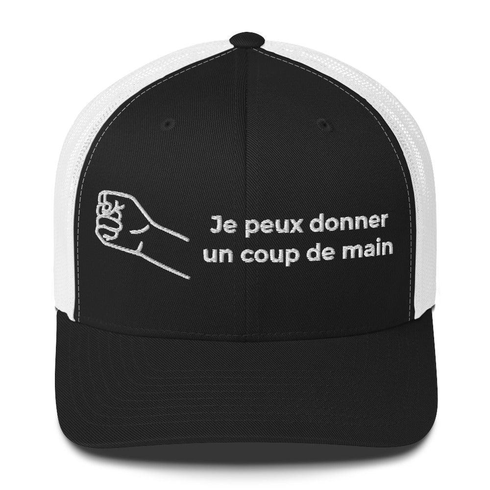 Casquette brodée Je peux donner un coup de main fist Noir Blanc - Sedurro