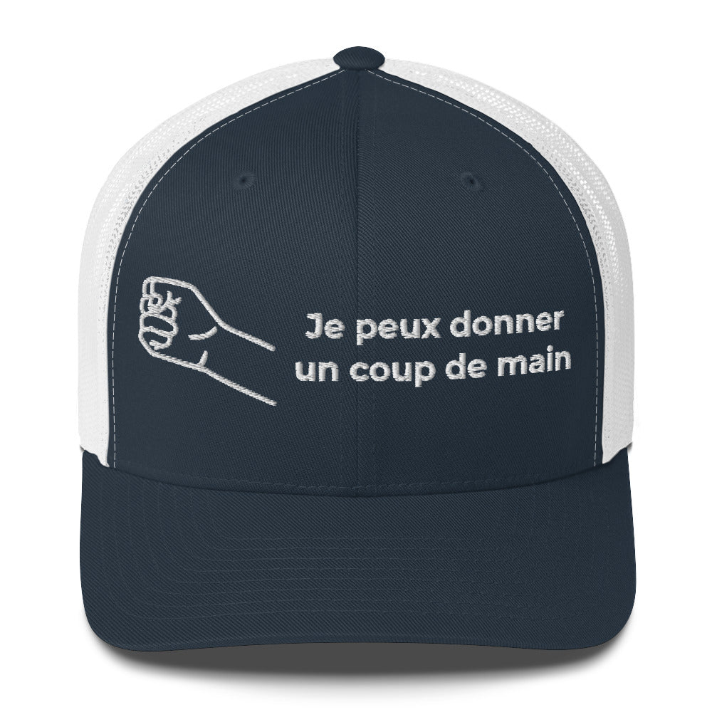 Casquette brodée Je peux donner un coup de main fist Bleu Marine Blanc - Sedurro