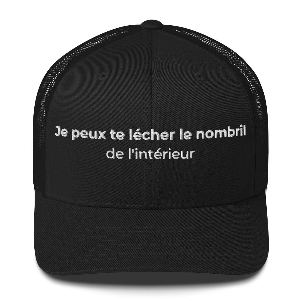 Casquette brodée Je peux te lécher le nombril de l'intérieur Noir - Sedurro