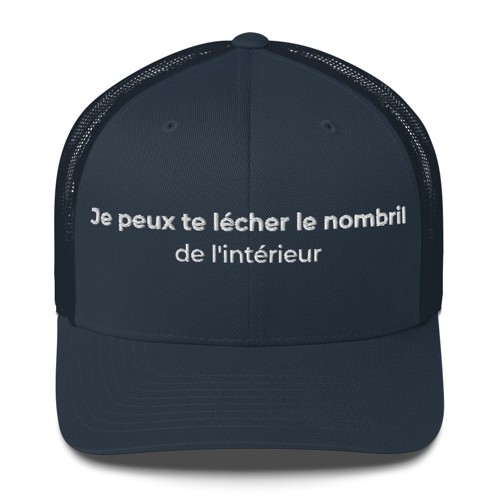 Casquette brodée Je peux te lécher le nombril de l'intérieur Bleu Marine - Sedurro