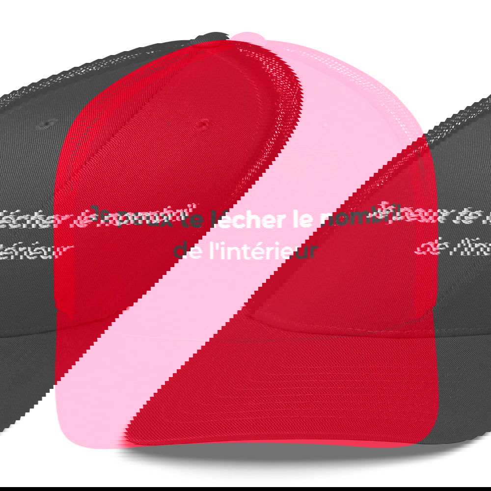 Casquette brodée Je peux te lécher le nombril de l'intérieur Rouge - Sedurro