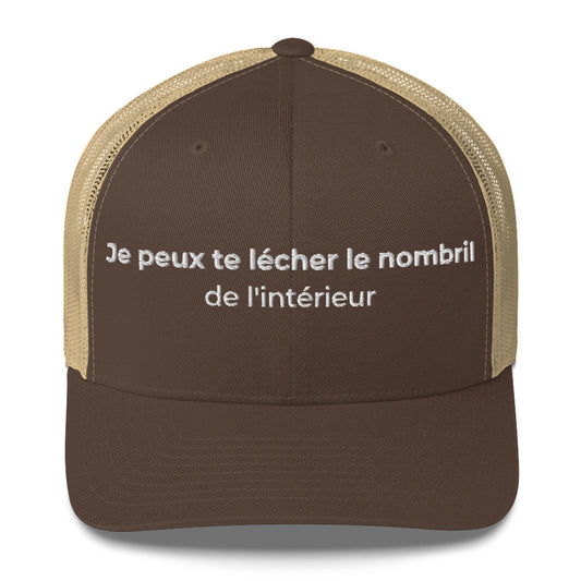 Casquette brodée Je peux te lécher le nombril de l'intérieur Marron Kaki - Sedurro