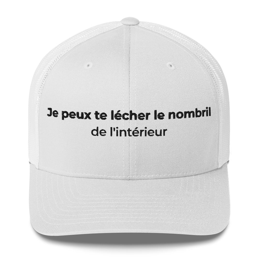 Casquette brodée Je peux te lécher le nombril de l'intérieur Blanc - Sedurro