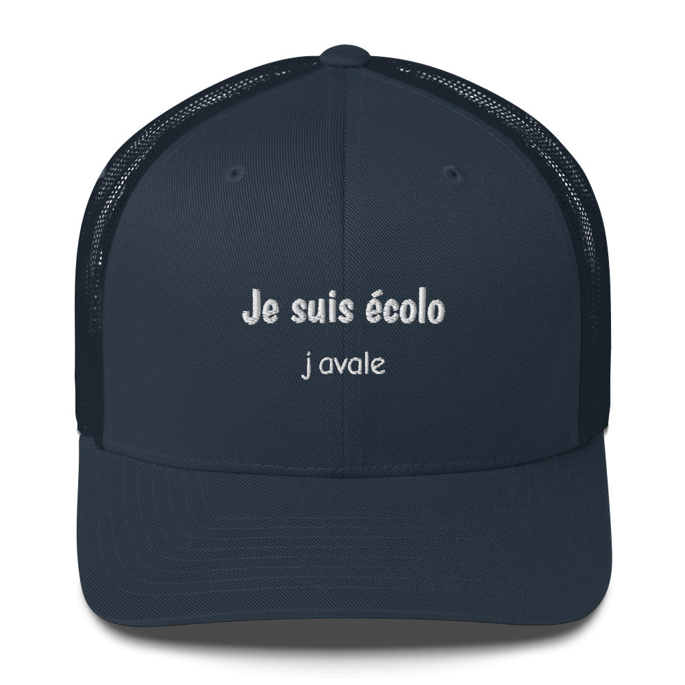 Casquette brodée Je suis écolo j'avale Bleu Marine - Sedurro
