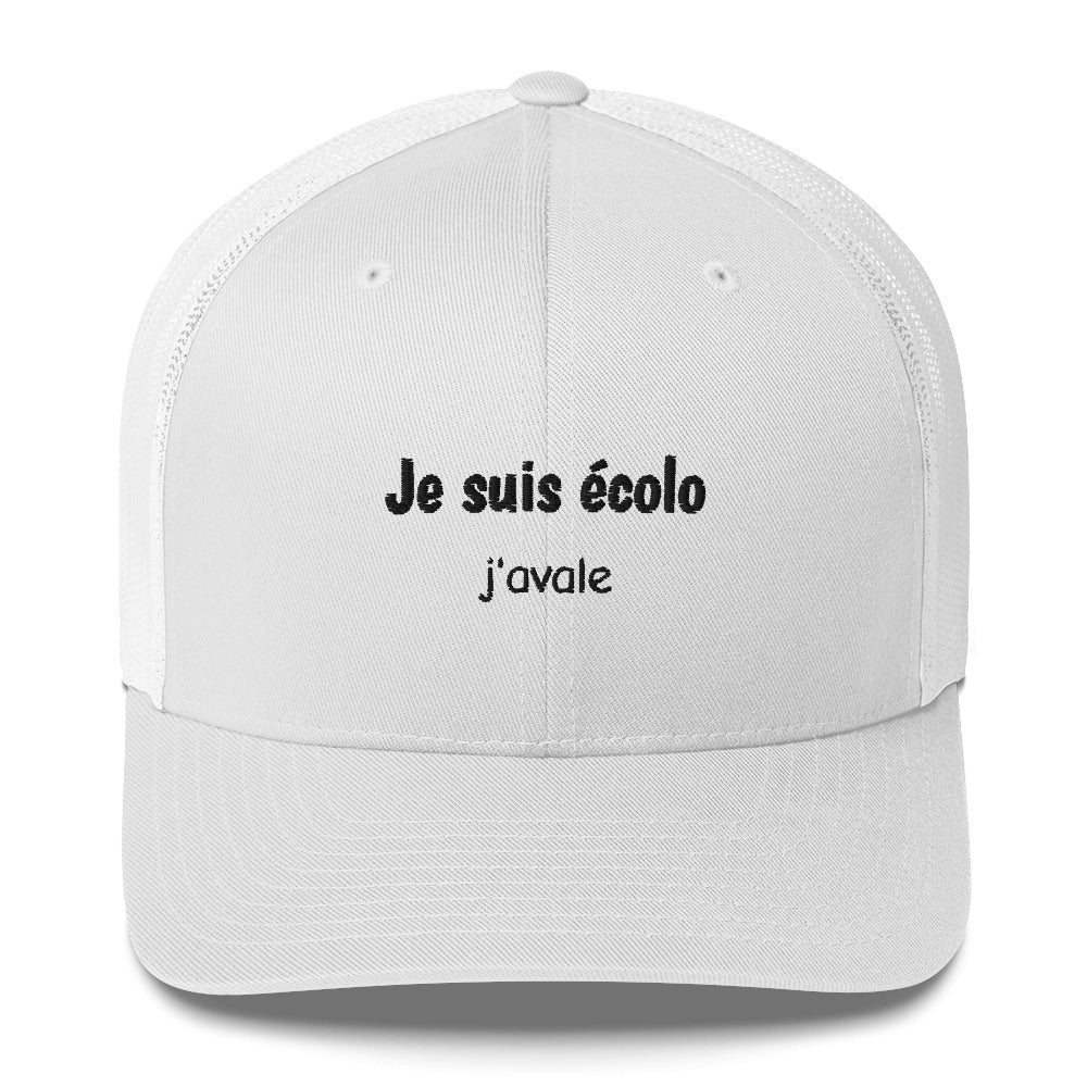 Casquette brodée Je suis écolo j'avale Blanc - Sedurro