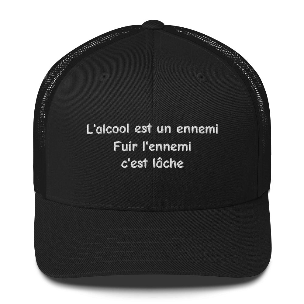 Casquette brodée L'alcool est un ennemi fuir l'ennemi c'est lâche - Sedurro