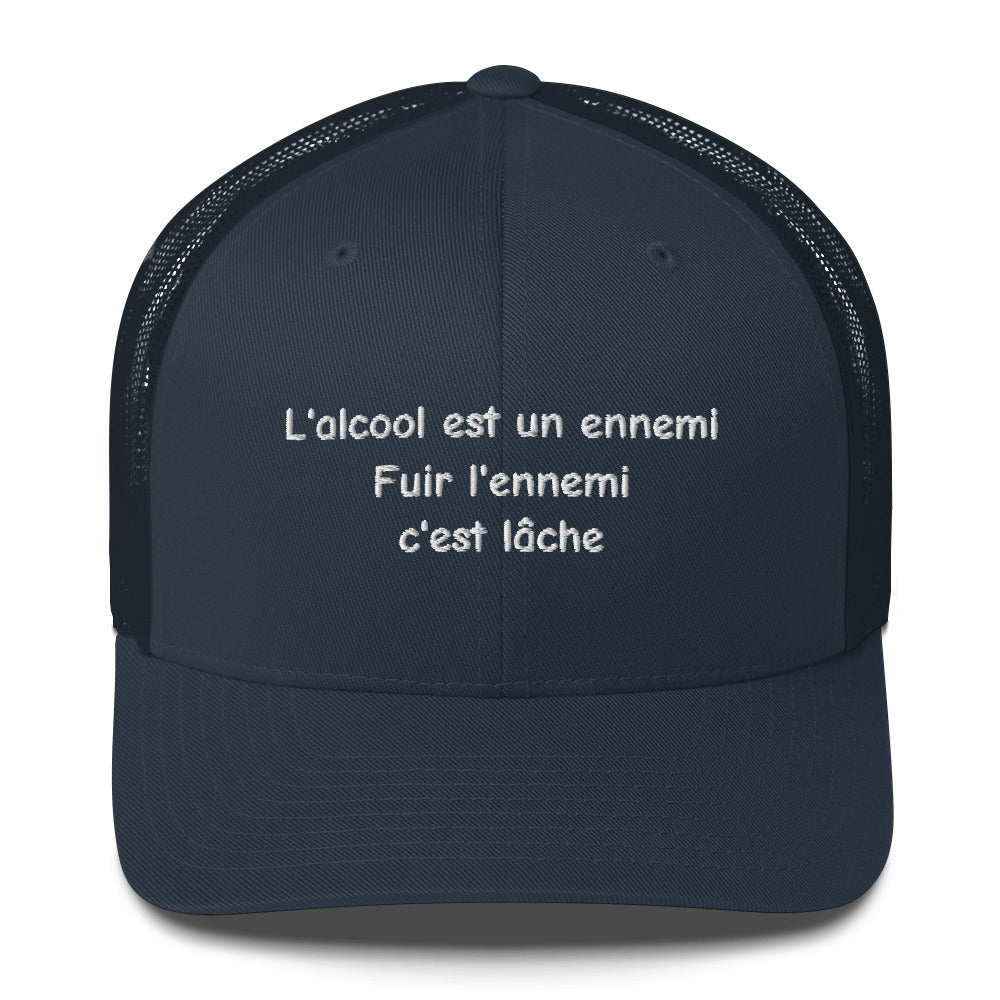 Casquette brodée L'alcool est un ennemi fuir l'ennemi c'est lâche - Sedurro