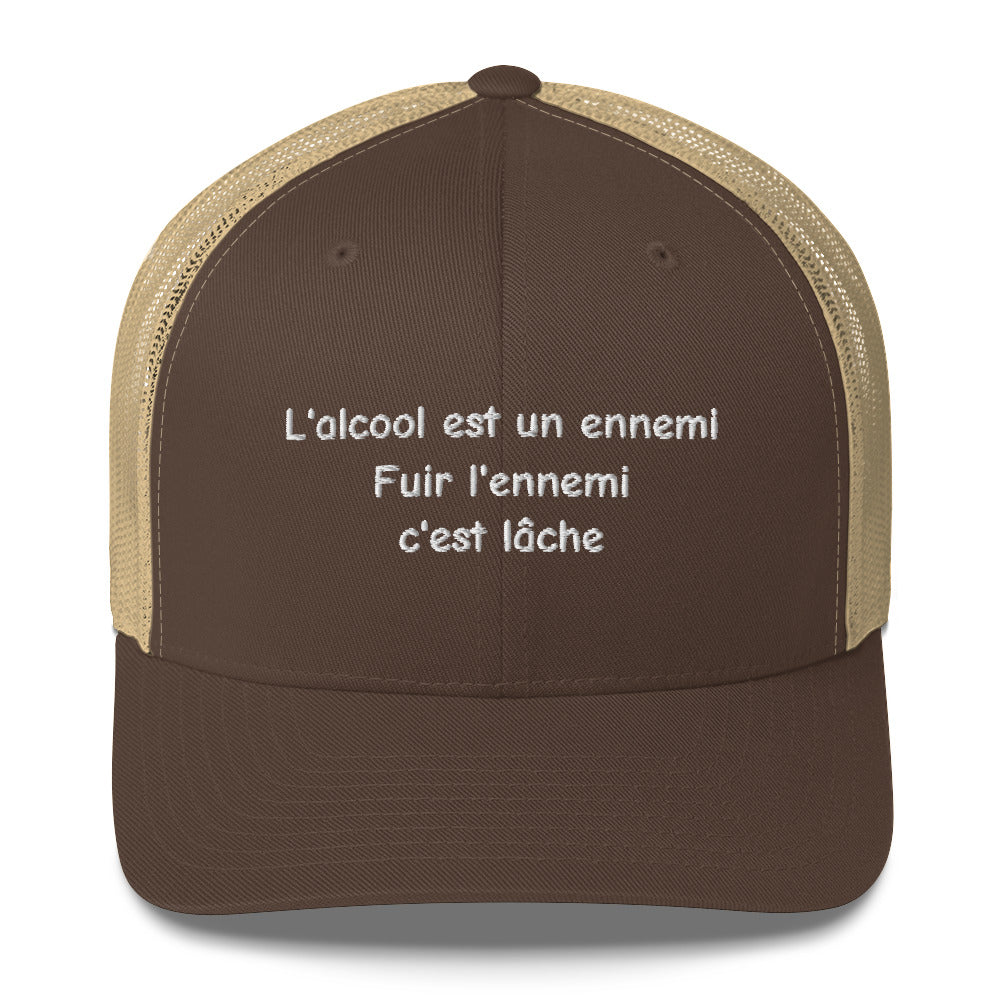 Casquette brodée L'alcool est un ennemi fuir l'ennemi c'est lâche - Sedurro