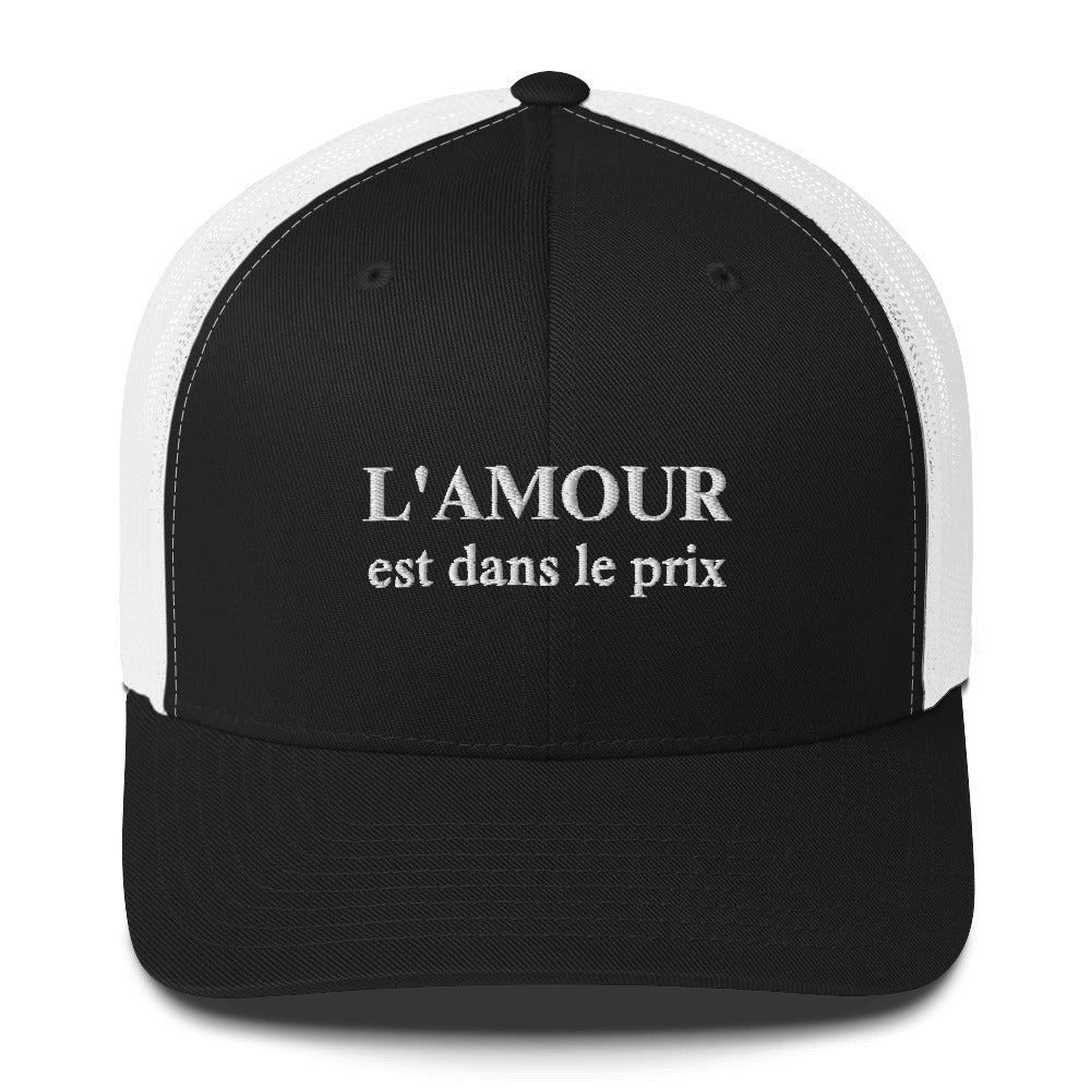 Casquette brodée L'amour est dans le prix Noir Blanc - Sedurro