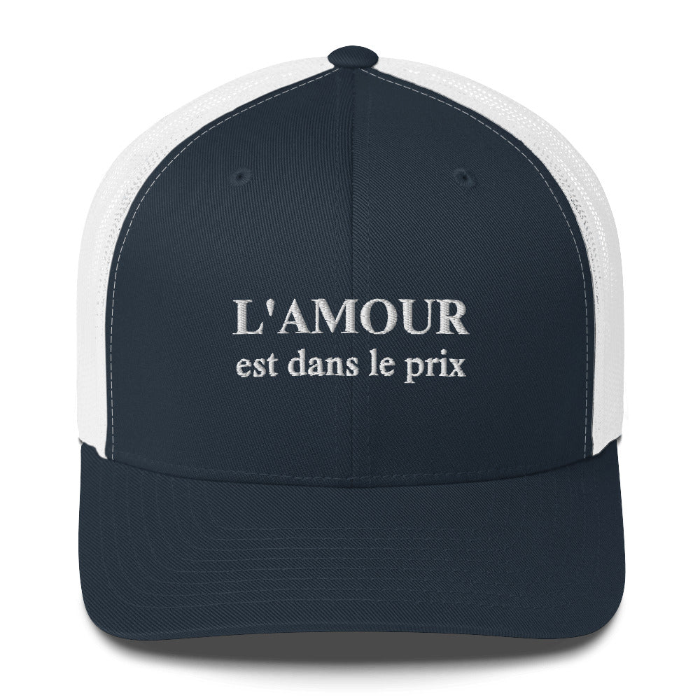 Casquette brodée L'amour est dans le prix Bleu Marine Blanc - Sedurro