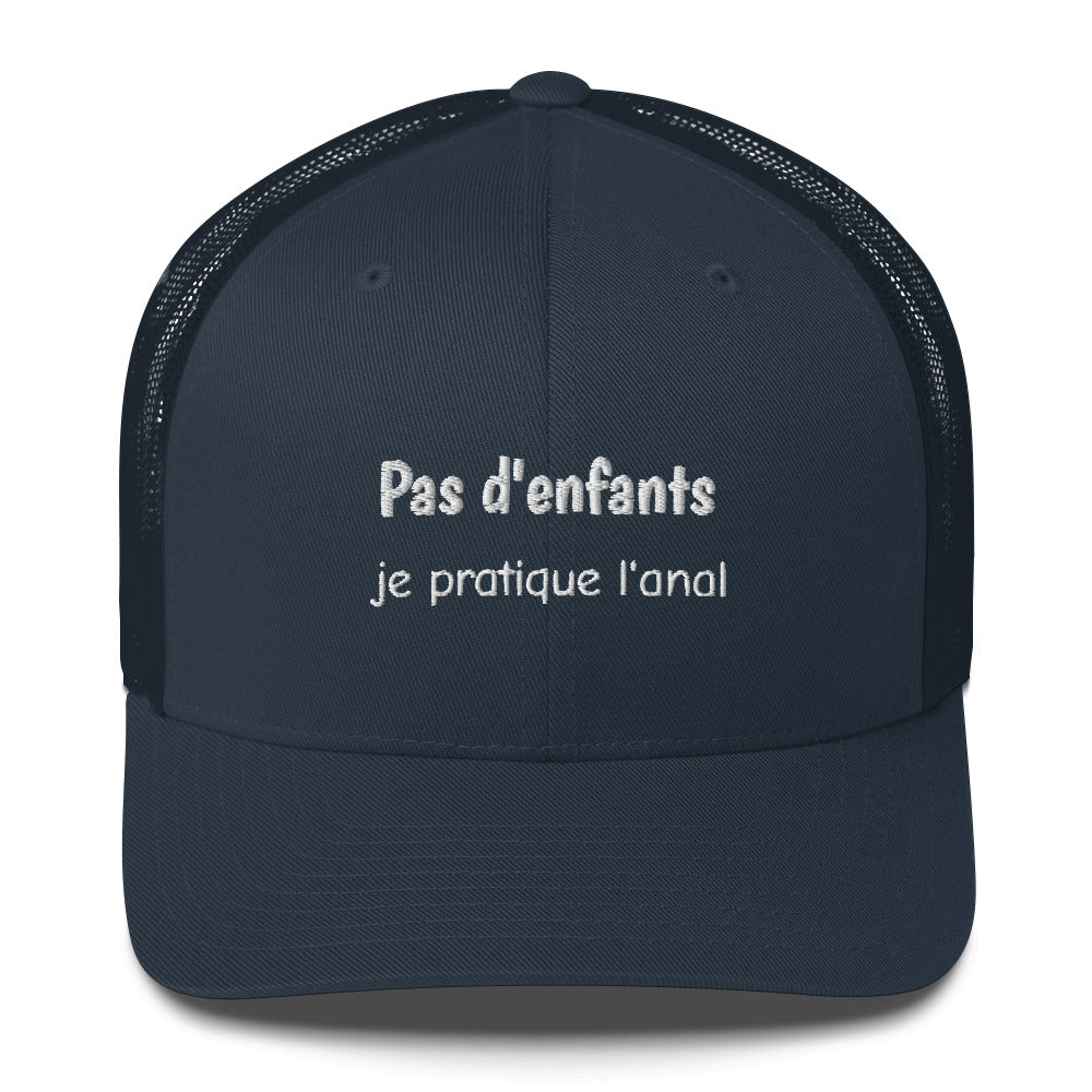 Casquette brodée Pas d'enfants je pratique l'anal Bleu Marine - Sedurro