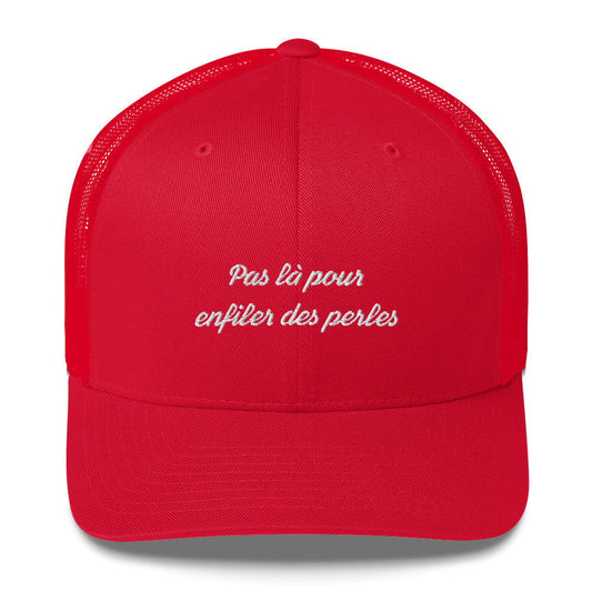 Casquette brodée Pas là pour enfiler des perles Rouge - Sedurro