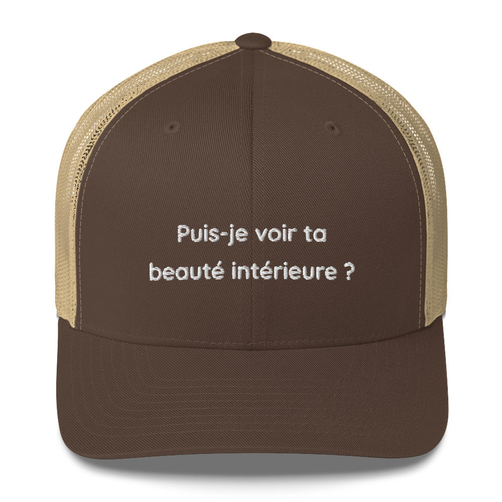 Casquette brodée Puis-je voir ta beauté intérieure Marron Kaki - Sedurro