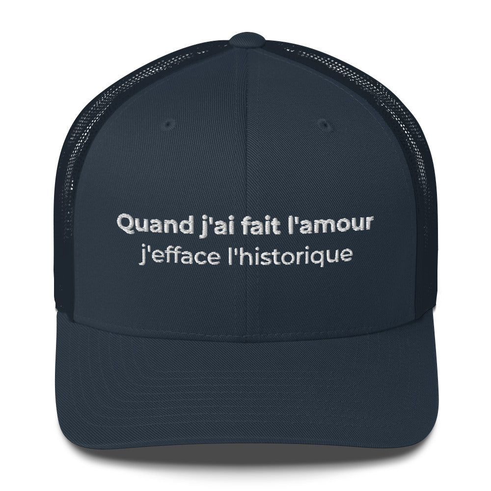Casquette brodée Quand j'ai fait l'amour j'efface l'historique Bleu Marine - Sedurro