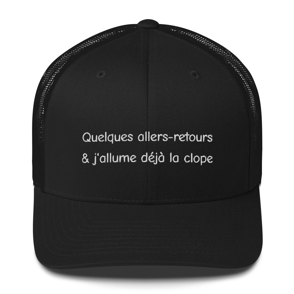 Casquette brodée Quelques allers-retours et j'allume déjà la clope Noir - Sedurro
