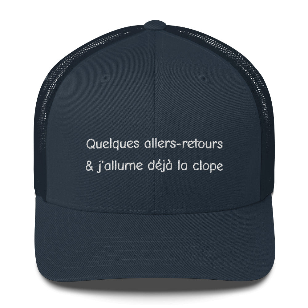 Casquette brodée Quelques allers-retours et j'allume déjà la clope Bleu Marine - Sedurro