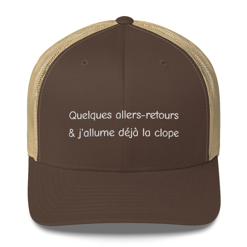 Casquette brodée Quelques allers-retours et j'allume déjà la clope Marron Kaki - Sedurro