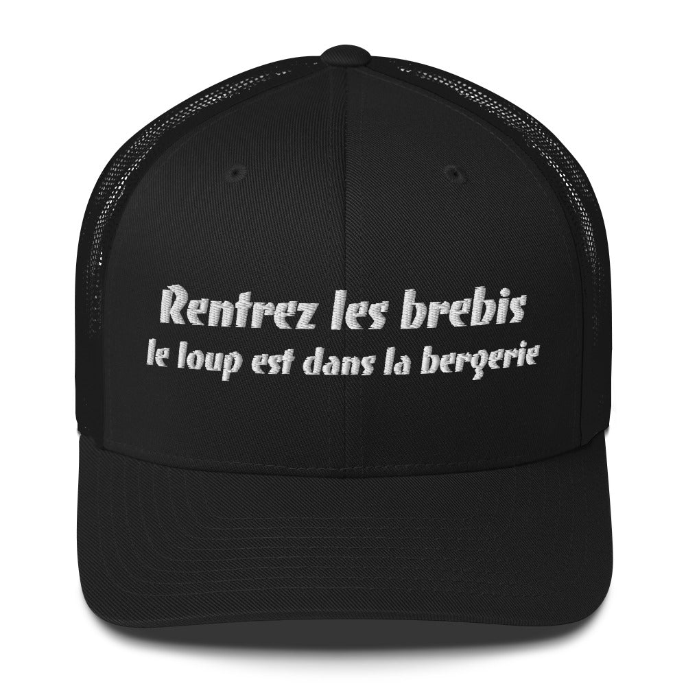 Casquette brodée Rentrez les brebis le loup est dans la bergerie Noir - Sedurro