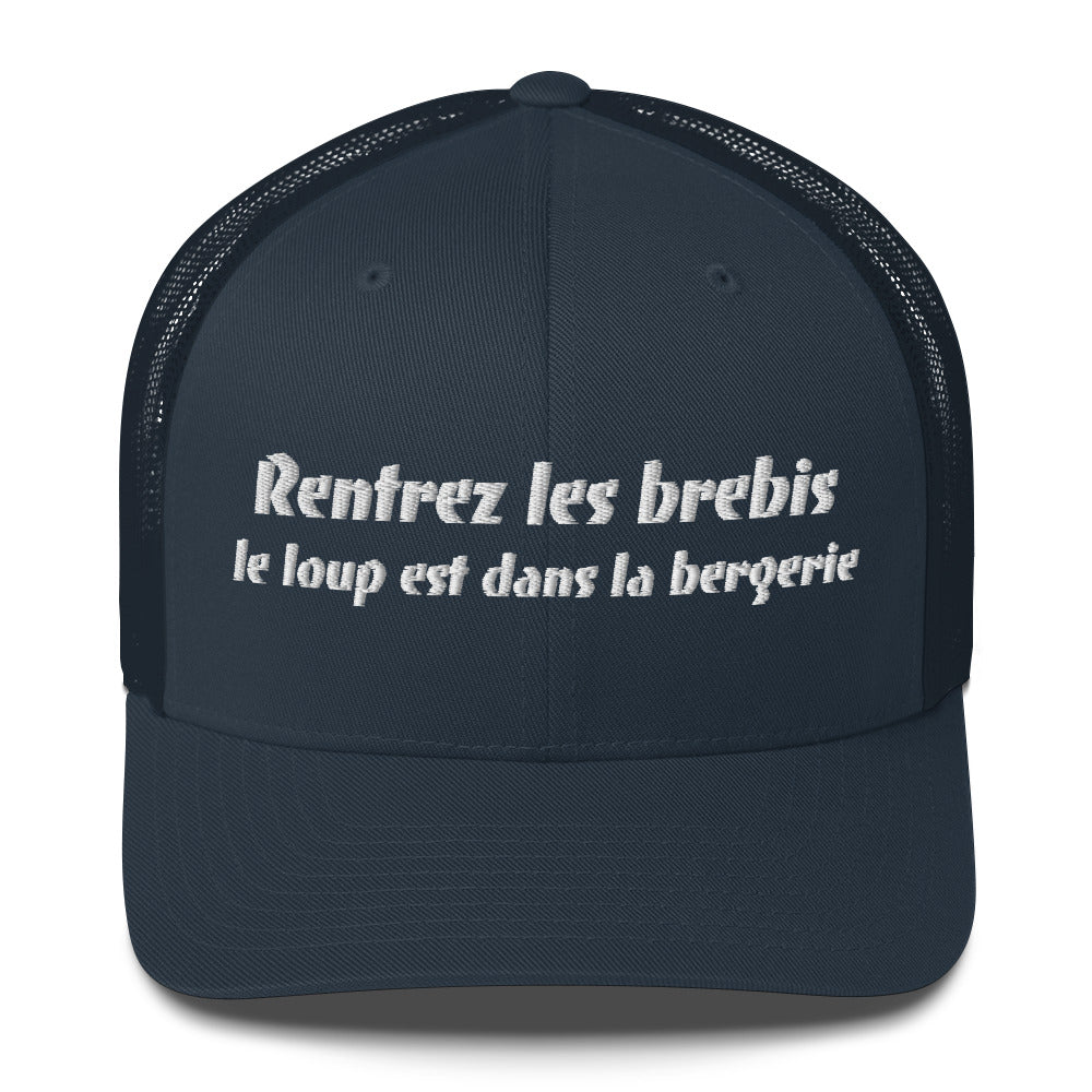 Casquette brodée Rentrez les brebis le loup est dans la bergerie Bleu Marine - Sedurro