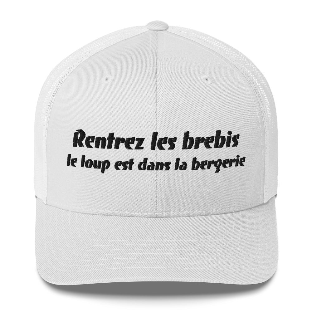 Casquette brodée Rentrez les brebis le loup est dans la bergerie Blanc - Sedurro