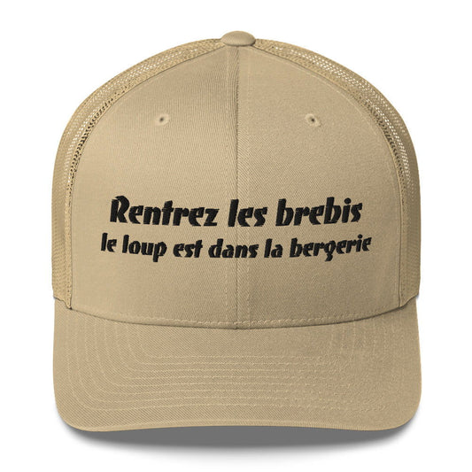 Casquette brodée Rentrez les brebis le loup est dans la bergerie Kaki - Sedurro