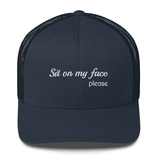 Casquette brodée Sit on my face please Bleu Marine - Sedurro