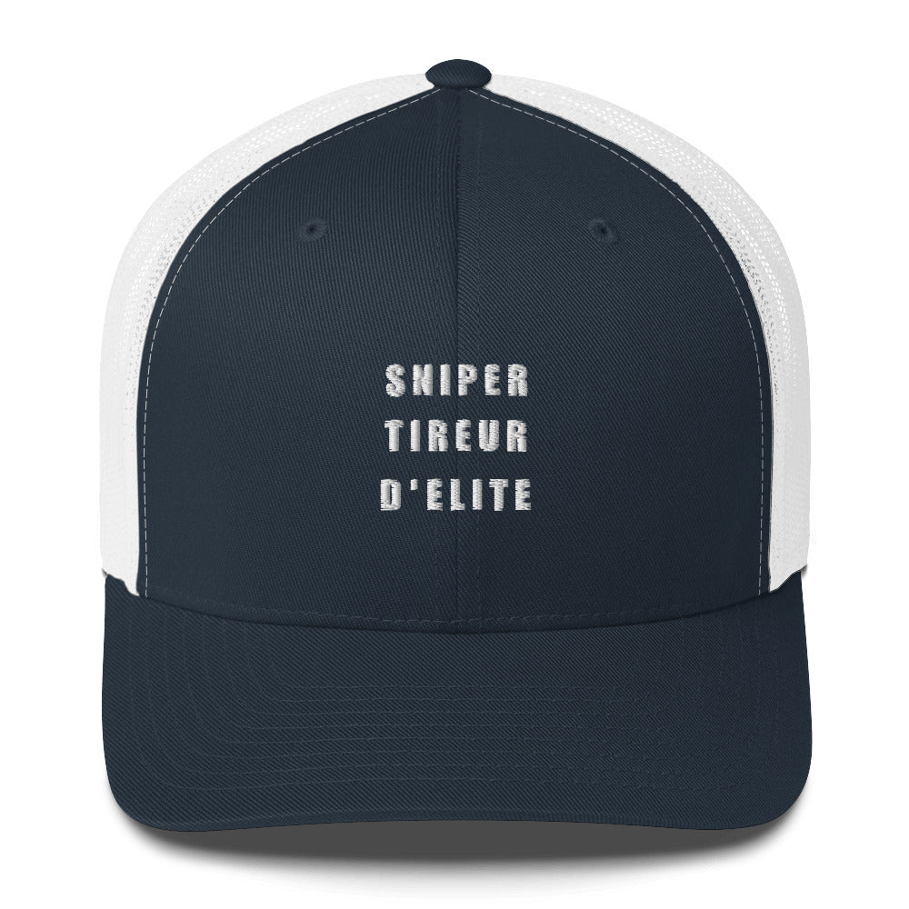 Casquette brodée Sniper tireur d'élite Bleu Marine Blanc - Sedurro