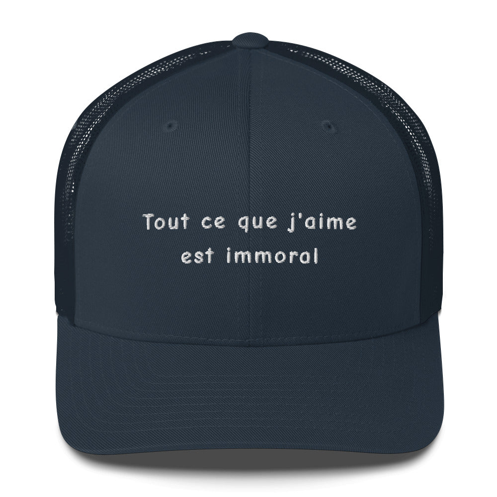 Casquette brodée Tout ce que j'aime est immoral - Sedurro