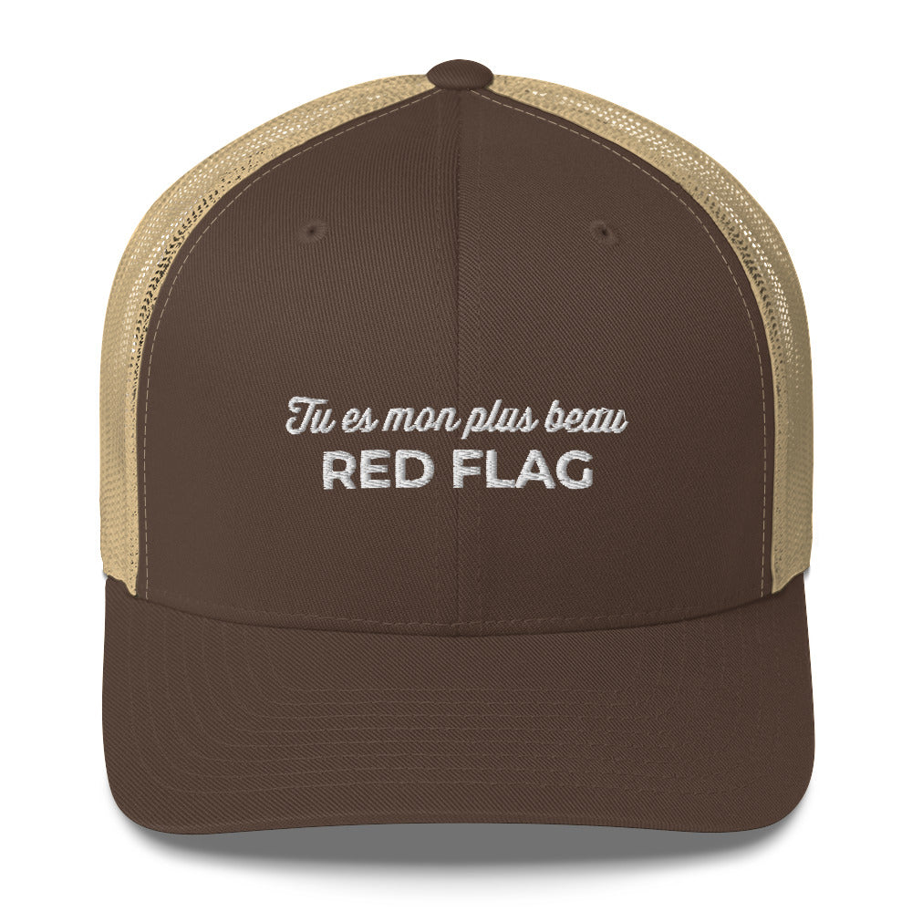 Casquette brodée Tu es mon plus beau red flag Marron Kaki - Sedurro