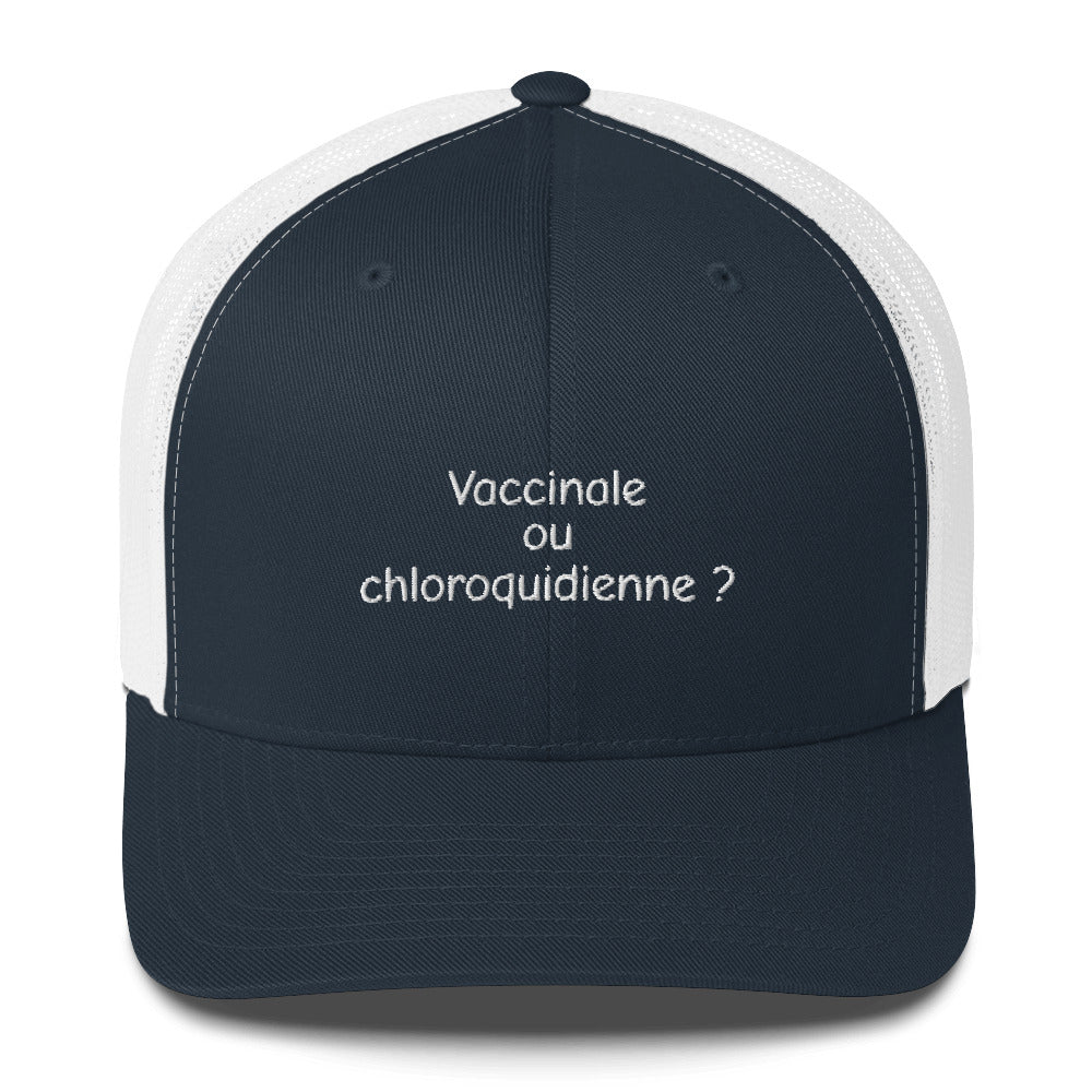 Casquette brodée Vaccinale ou chloroquidienne Bleu Marine Blanc - Sedurro