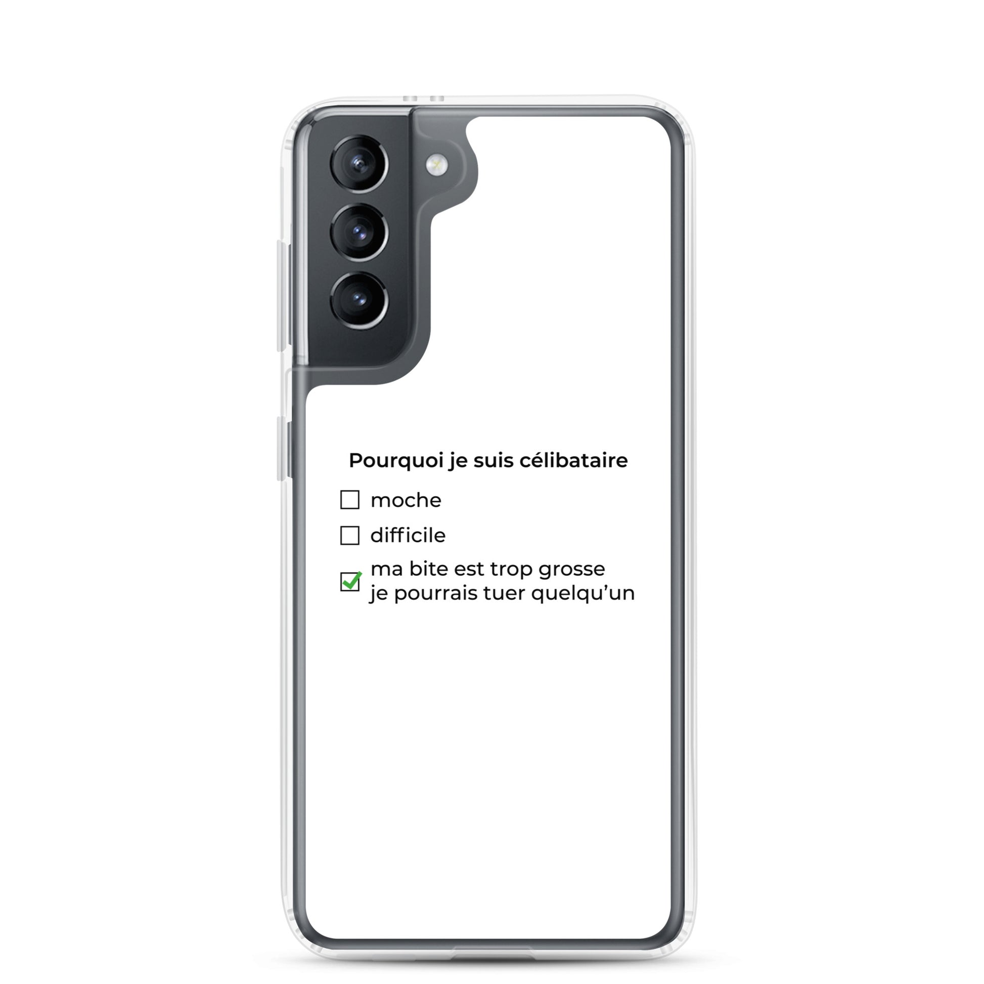 Coque Samsung Pourquoi je suis célibataire ma bite est trop grosse Samsung Galaxy S21 - Sedurro