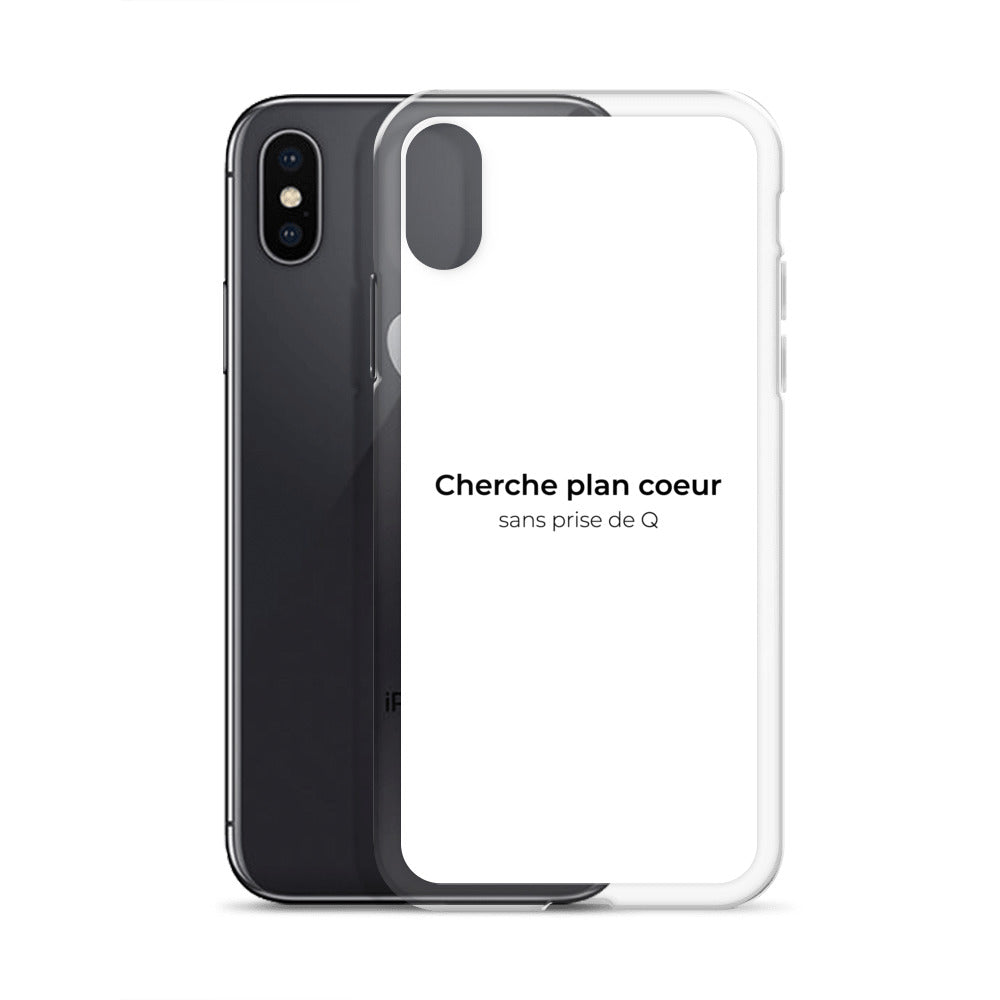 Coque iPhone Cherche plan cœur sans prise de Q - Sedurro